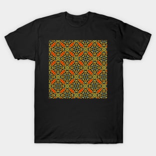 Blue, Yellow and Orange Beadwork Inspired Print T-Shirt